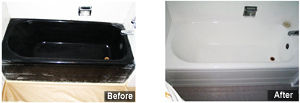 A before and after picture of the sink.