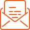 A green and orange pixel art picture of an envelope.