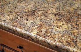 A close up of the counter top with granite